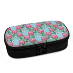 Pink Protea Pattern Print Insulin Cooler Travel Case