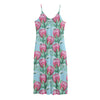 Pink Protea Pattern Print Jersey Midi Cami Dress