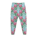 Pink Protea Pattern Print Jogger Pants
