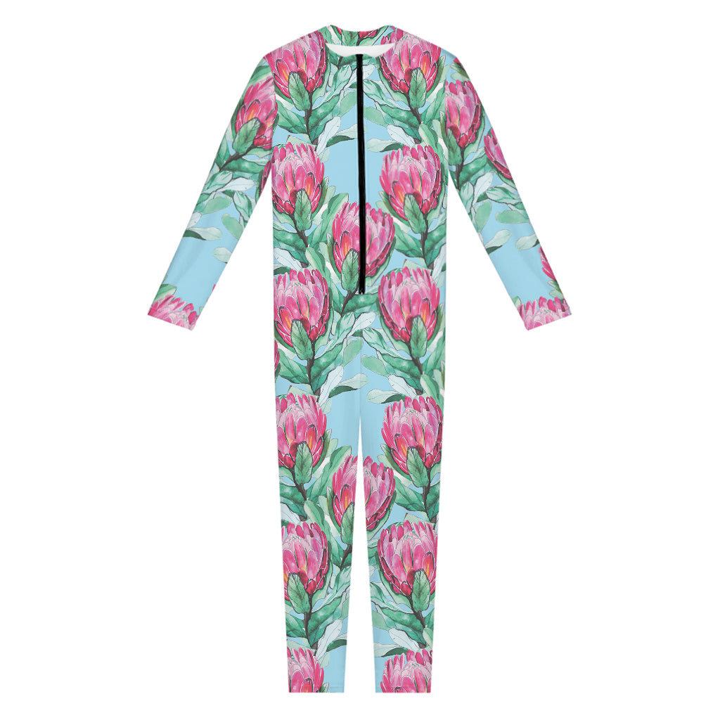 Pink Protea Pattern Print Jumpsuit