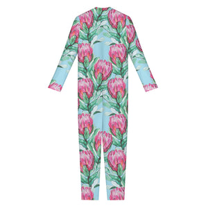 Pink Protea Pattern Print Jumpsuit