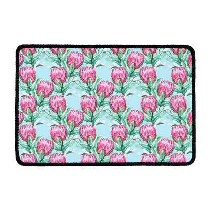 Pink Protea Pattern Print Kitchen Mat