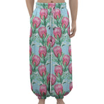 Pink Protea Pattern Print Lantern Pants