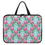 Pink Protea Pattern Print Laptop Sleeve With Handle