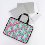 Pink Protea Pattern Print Laptop Sleeve With Handle