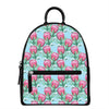 Pink Protea Pattern Print Leather Backpack