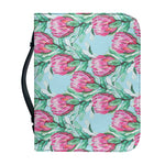 Pink Protea Pattern Print Leather Bible Cover