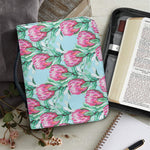 Pink Protea Pattern Print Leather Bible Cover