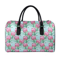 Pink Protea Pattern Print Leather Duffel Bag