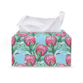 Pink Protea Pattern Print Leather Tissue Box Cover