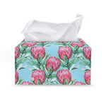 Pink Protea Pattern Print Leather Tissue Box Cover