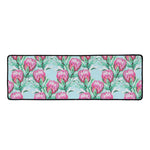 Pink Protea Pattern Print Long Kitchen Mat
