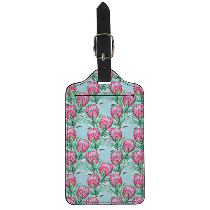 Pink Protea Pattern Print Luggage Tag