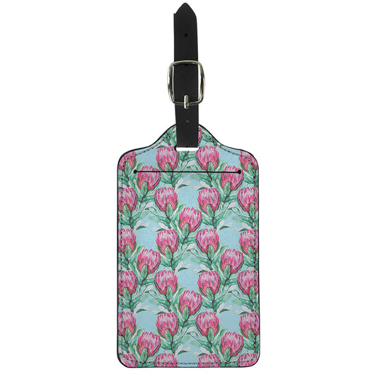 Pink Protea Pattern Print Luggage Tag