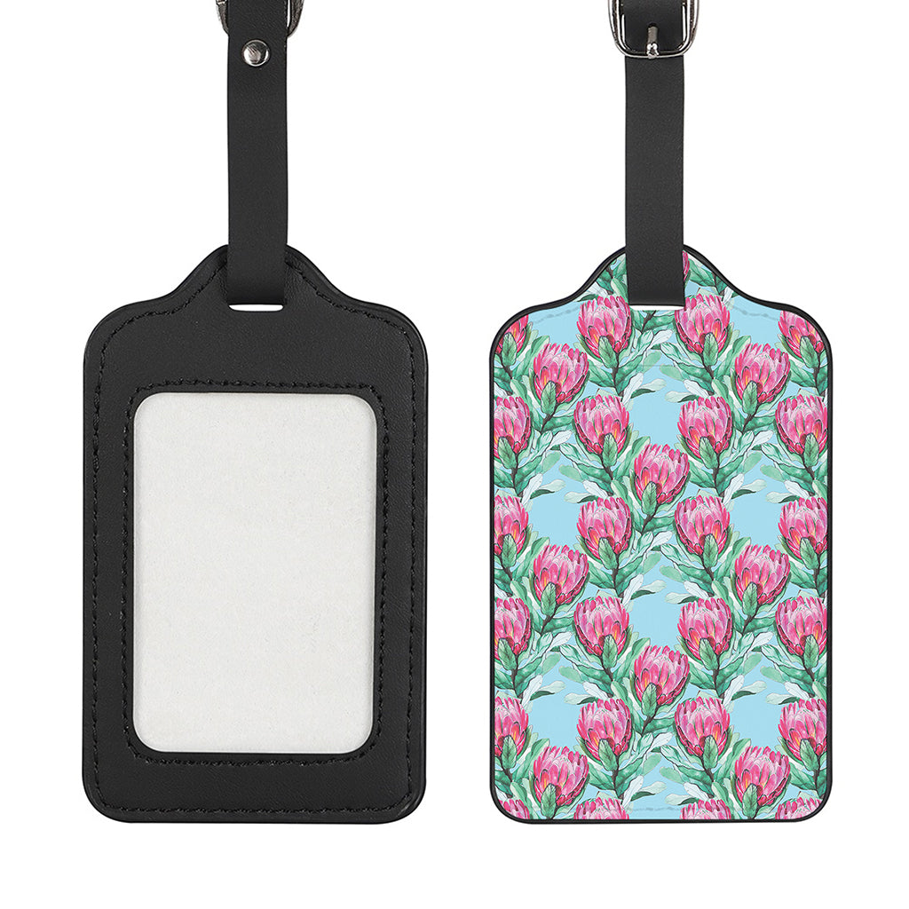Pink Protea Pattern Print Luggage Tag