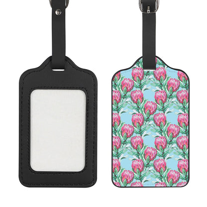 Pink Protea Pattern Print Luggage Tag