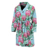 Pink Protea Pattern Print Men's Bathrobe