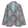 Pink Protea Pattern Print Men's Blazer