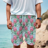 Pink Protea Pattern Print Men's Cargo Shorts