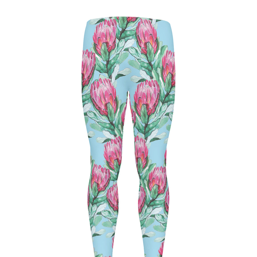 Pink Protea Pattern Print Men's leggings