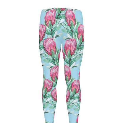 Pink Protea Pattern Print Men's leggings
