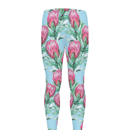 Pink Protea Pattern Print Men's leggings