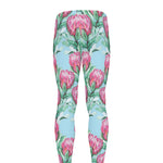 Pink Protea Pattern Print Men's leggings