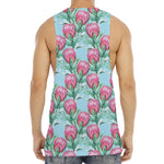 Pink Protea Pattern Print Men's Muscle Tank Top