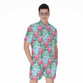 Pink Protea Pattern Print Men's Romper