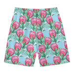 Pink Protea Pattern Print Men's Swim Trunks