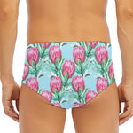 Pink Protea Pattern Print Men's Triangle Swim Briefs