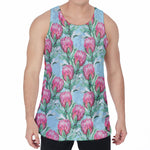 Pink Protea Pattern Print Men's Velvet Tank Top