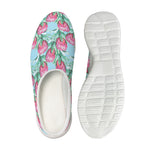 Pink Protea Pattern Print Mesh Casual Shoes