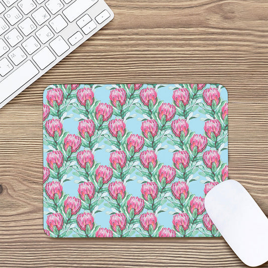 Pink Protea Pattern Print Mouse Pad