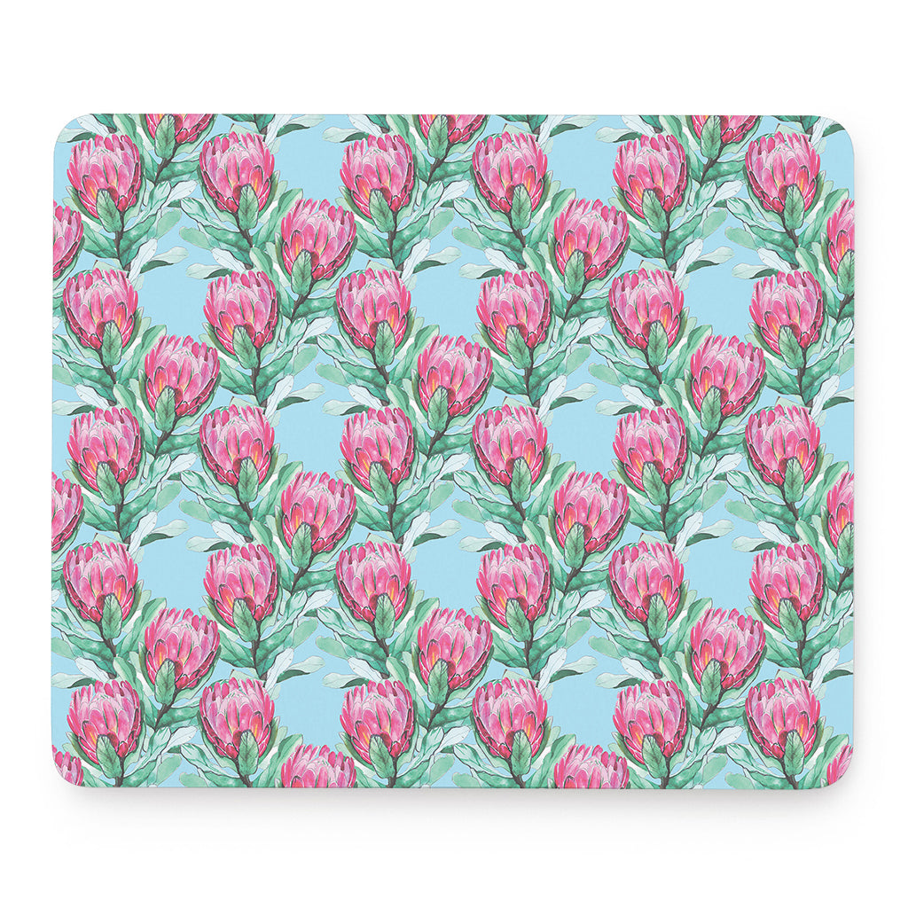 Pink Protea Pattern Print Mouse Pad