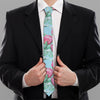 Pink Protea Pattern Print Necktie