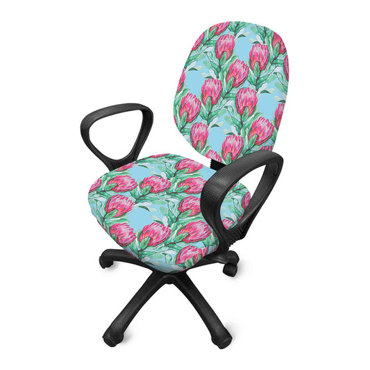 Pink Protea Pattern Print Office Chair Cover