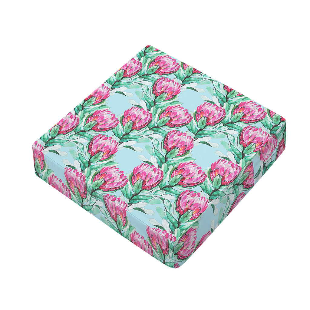 Pink Protea Pattern Print Outdoor Seat Cushion Cover