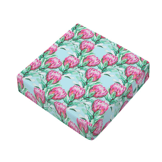 Pink Protea Pattern Print Outdoor Seat Cushion Cover