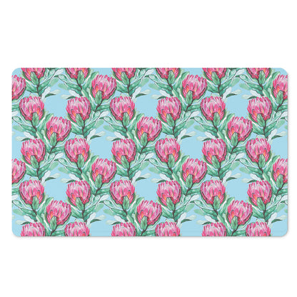 Pink Protea Pattern Print Polyester Doormat