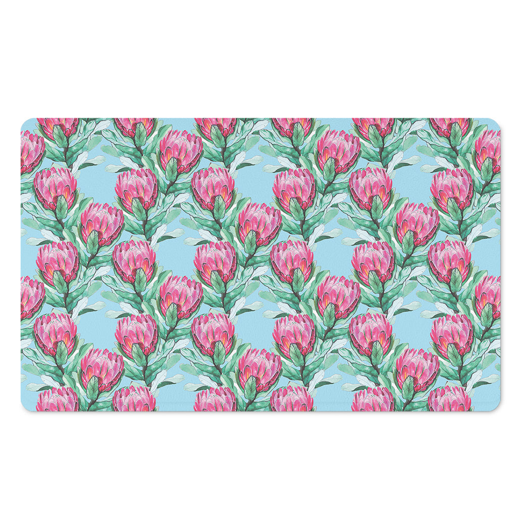 Pink Protea Pattern Print Polyester Doormat