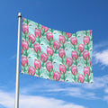 Pink Protea Pattern Print Polyester Flag