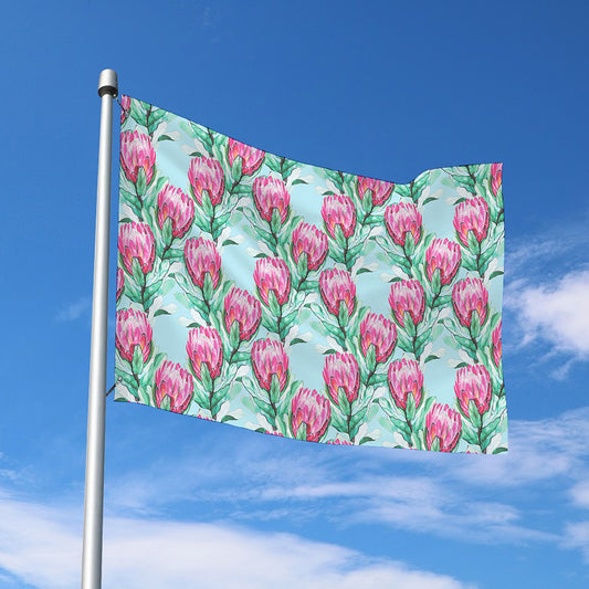 Pink Protea Pattern Print Polyester Flag
