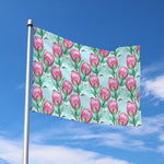 Pink Protea Pattern Print Polyester Flag