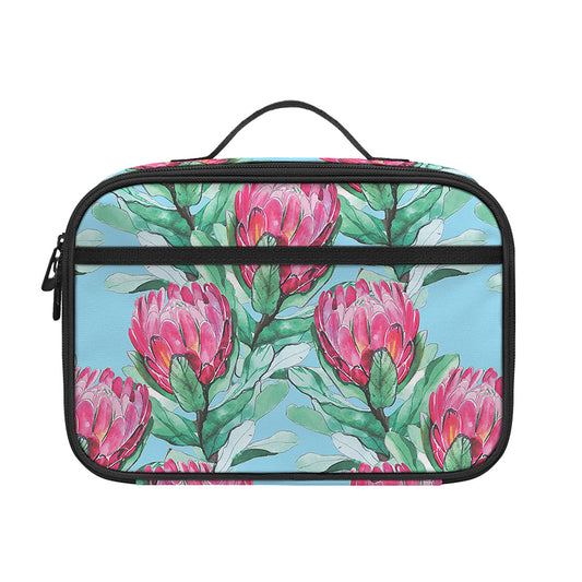 Pink Protea Pattern Print Portable Lunch Bag
