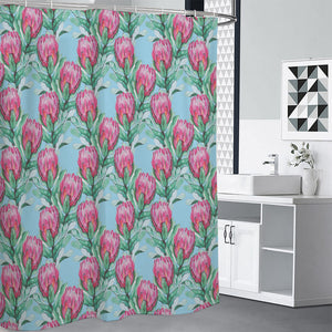 Pink Protea Pattern Print Premium Shower Curtain