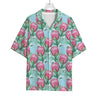 Pink Protea Pattern Print Rayon Hawaiian Shirt