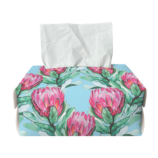 Pink Protea Pattern Print Rectangle Tissue Box Cover