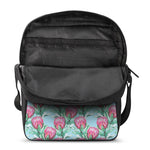 Pink Protea Pattern Print Rectangular Crossbody Bag