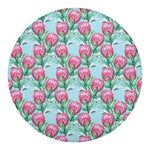 Pink Protea Pattern Print Round Blanket